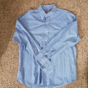 Izod Men's Light Blue Patterned Button Down Shirt